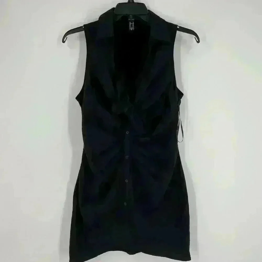 Forever 21 Mini Tie Front Black Bodycon Dress